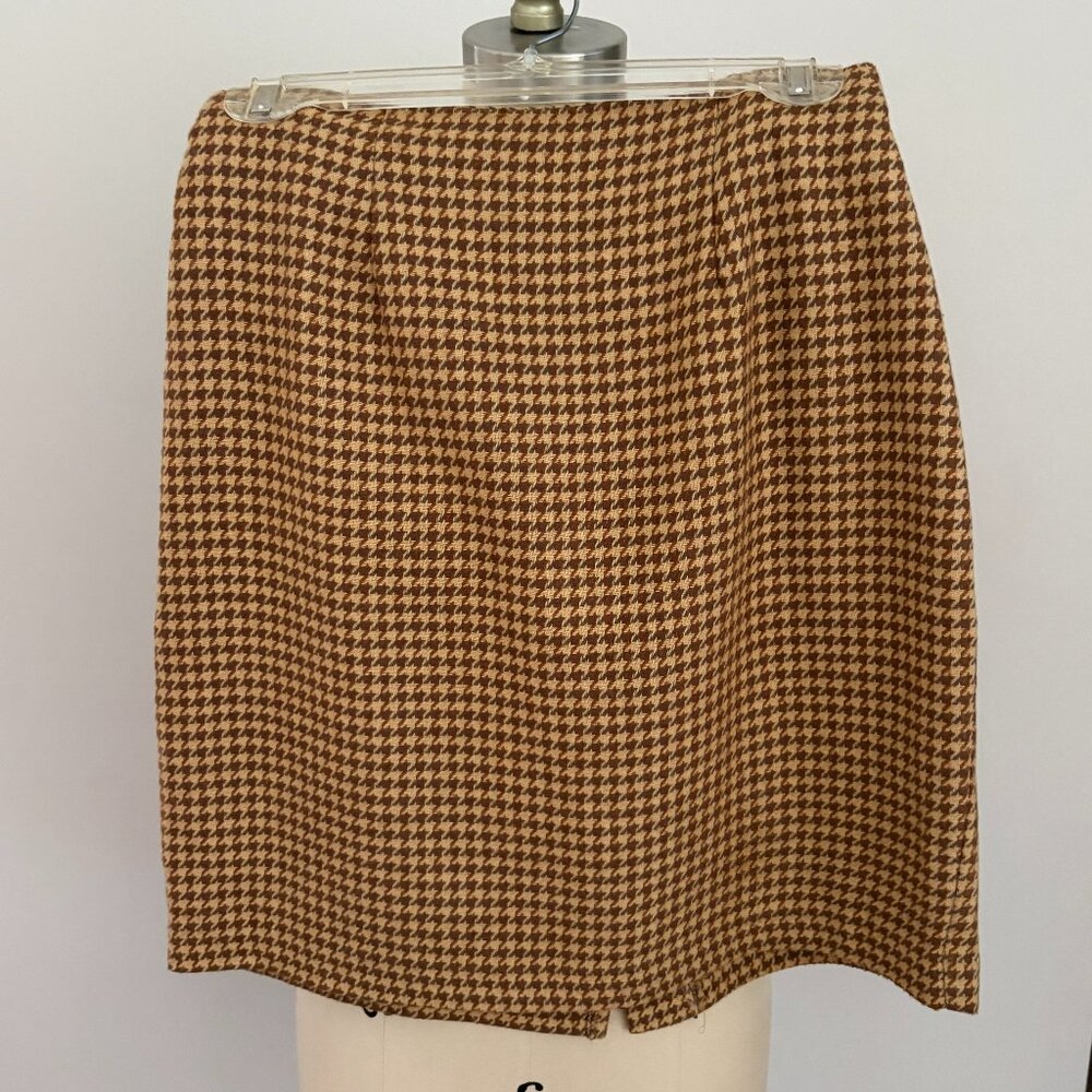 Maggie Lawrence Women's Skirt Tan Plaid Knee Length Lined Pencil Office Chic 8